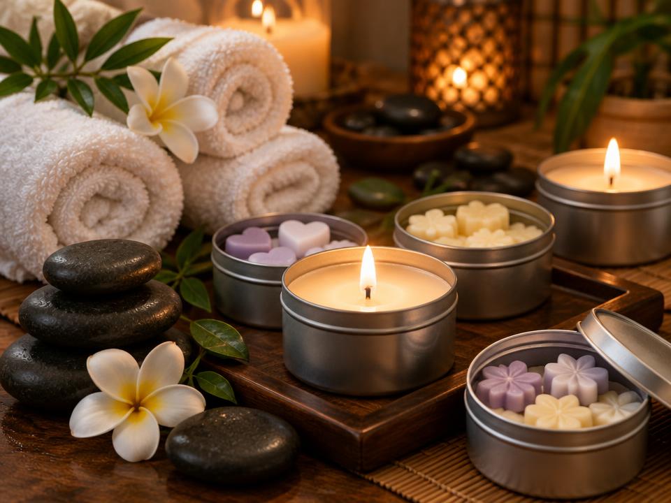 Velas terapéuticas SPA & masajes + bono wax melts & wax bars